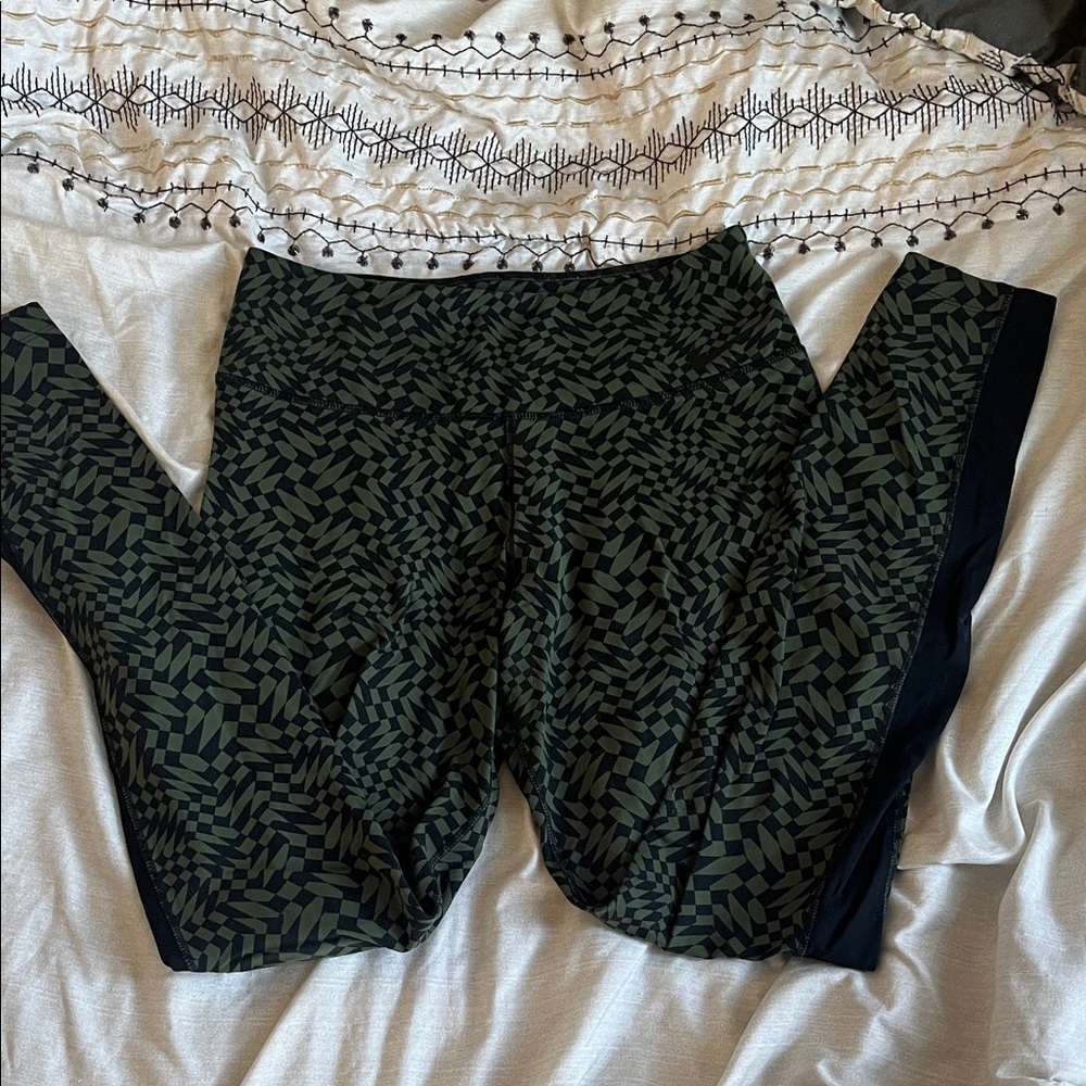 Nike Olive Green & Black Patterned Track Pants